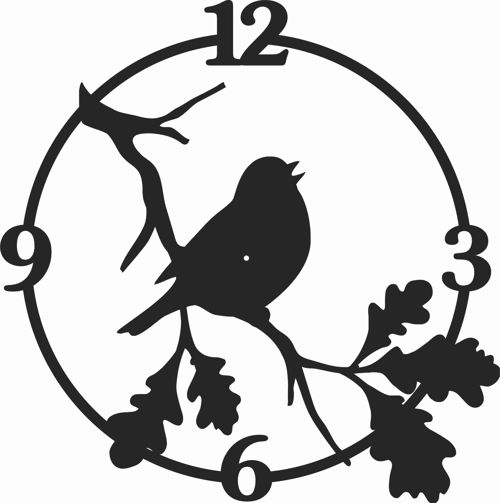 طرح ساعت دیواری پرنده - bird wall clock ve - برای دستگاه CNC چوب و لیزر (سی ان سی)