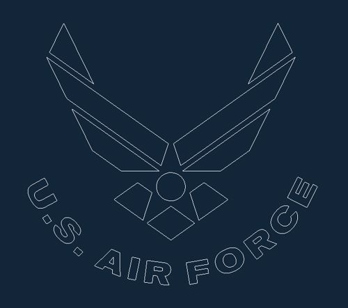 طرح لوگوی آبی آمریکایی افغانستان - blue us af logo - برای دستگاه CNC چوب و لیزر (سی ان سی)