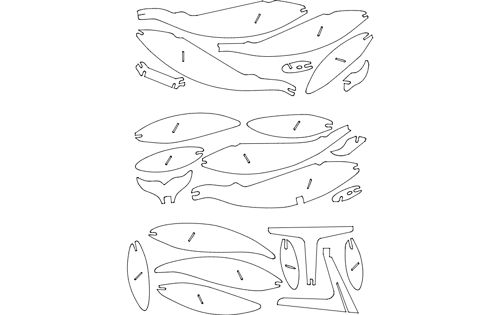 طرح ماهی نهنگ آبی ماهی - blue whale fish - برای دستگاه CNC چوب و لیزر (سی ان سی)