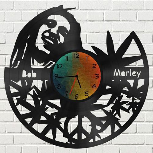 طرح باب مارلی صفحه وینیل ساعت دیواری برش لیزری - bob marley vinyl record wall clock laser cut ve - برای دستگاه CNC چوب و لیزر (سی ان سی)