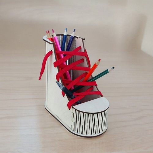 طرح جا مداد بوت میز سازماندهنده برش لیزری - boot pencil holder desk organizer laser cut - برای دستگاه CNC چوب و لیزر (سی ان سی)