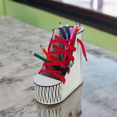 طرح جا مداد بوت میز سازماندهنده برش لیزری - boot pencil holder desk organizer laser cut ve - برای دستگاه CNC چوب و لیزر (سی ان سی)