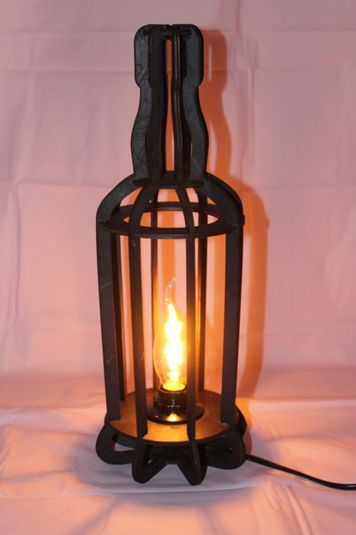 طرح لامپ بطری شکل میلی‌متری - bottle shape lamp 3mm - برای دستگاه CNC چوب و لیزر (سی ان سی)