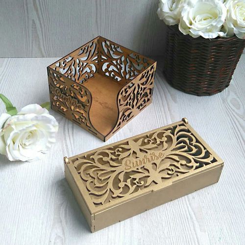 طرح جعبه و جای دستمال کاغذی - box and napkin holder ve - برای دستگاه CNC چوب و لیزر (سی ان سی)