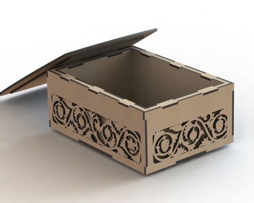 طرح جعبه تزئین شده دو جداره برای برش لیزری - box decorated double wall for laser cut - برای دستگاه CNC چوب و لیزر (سی ان سی)