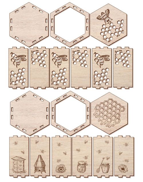 طرح جعبه عسل برای برش لیزری - box for honey for laser cutting ve - برای دستگاه CNC چوب و لیزر (سی ان سی)
