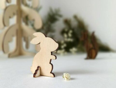 طرح قالب cnc برش لیزر cnc با طرح چوبی اسم حیوان خانگی خرگوش - bunny wooden animal cnc laser cut template - برای دستگاه CNC چوب و لیزر (سی ان سی)