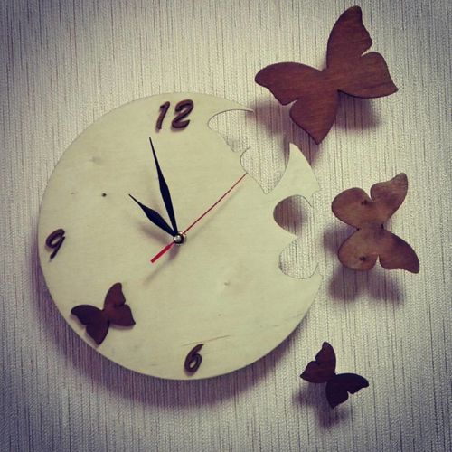 طرح ساعت پروانه‌ای برش لیزری برای برش لیزری - butterfly clock laser cut for laser cut ve - برای دستگاه CNC چوب و لیزر (سی ان سی)