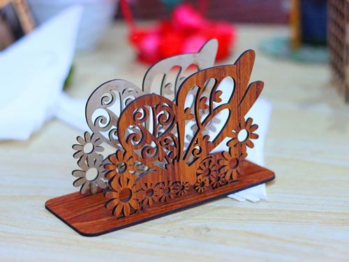طرح قالب جای دستمال پروانه میلی متری برش لیزری - butterfly napkin holder template 3mm laser cutting - برای دستگاه CNC چوب و لیزر (سی ان سی)