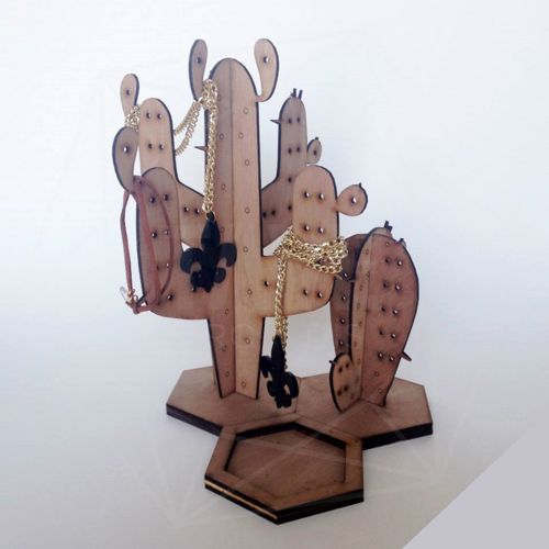 طرح پایه نگهدارنده انگشتر جواهرات کاکتوس برای برش لیزری - cactus jewelry ring holder stand for laser cut ve - برای دستگاه CNC چوب و لیزر (سی ان سی)