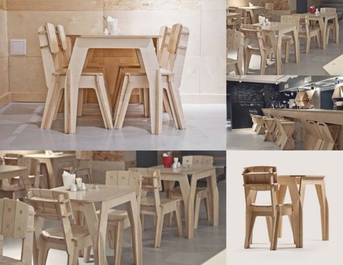طرح ست مبلمان کافه برای برش لیزری - cafe furniture set for laser cut ve - برای دستگاه CNC چوب و لیزر (سی ان سی)