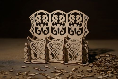 طرح میز چوبی طرح گل حکاکی لیزر - carved floral design wood desk organizer laser cut ve - برای دستگاه CNC چوب و لیزر (سی ان سی)