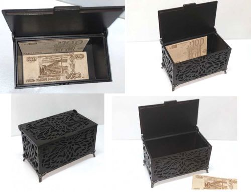 طرح جعبه پول جواهرات حکاکی شده - carved jewelry money box ve - برای دستگاه CNC چوب و لیزر (سی ان سی)
