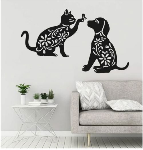طرح cat-dog-and-butterfly-wall-decor-ve