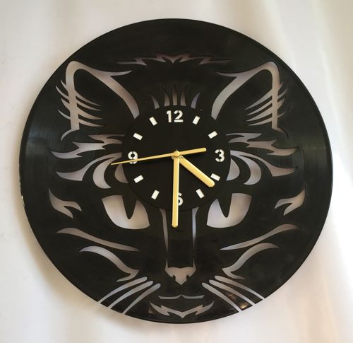 طرح ساعت دیواری طرح گربه برای برش لیزری قاب - cat face wall clock for laser cut ve - برای دستگاه CNC چوب و لیزر (سی ان سی)