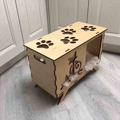 طرح خانه گربه برای برش لیزری - cat house for laser cut ve - برای دستگاه CNC چوب و لیزر (سی ان سی)