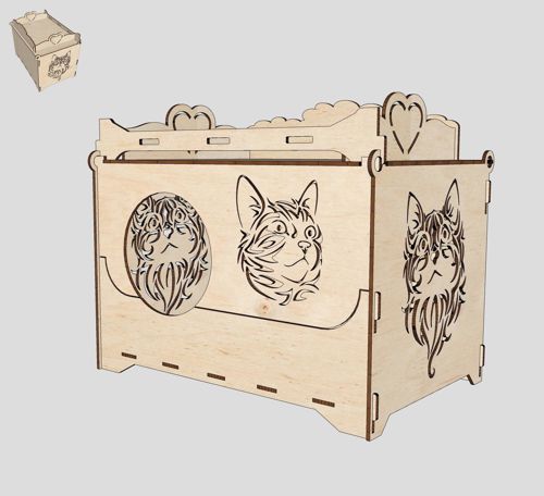 طرح قالب برش لیزری خانه گربه - cat house laser cutting template ve - برای دستگاه CNC چوب و لیزر (سی ان سی)