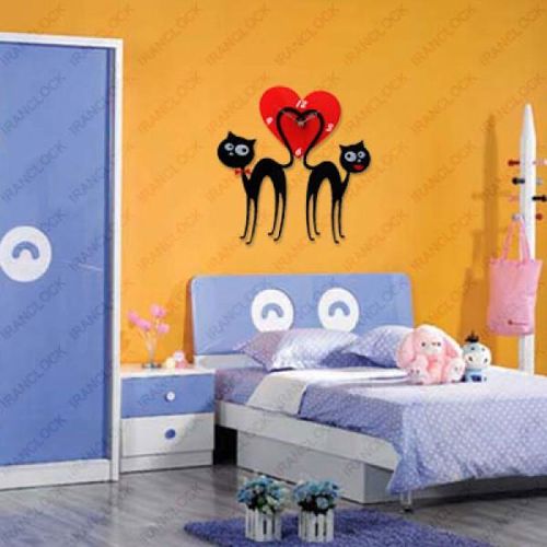 طرح ساعت دیواری عاشق گربه با برش لیزری هزینه - cat lover wall clock for laser cut - برای دستگاه CNC چوب و لیزر (سی ان سی)