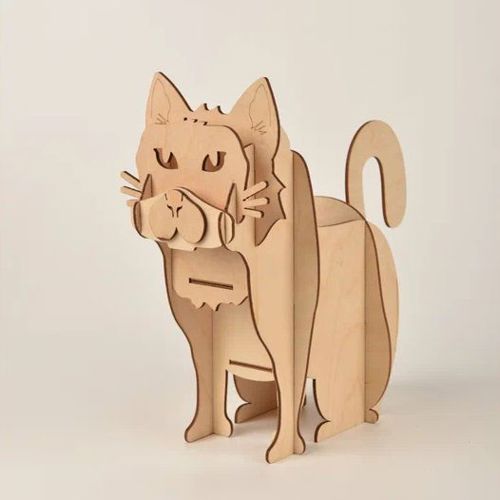 طرح جا مداد گربه‌ای میز سازمان‌دهنده برش لیزری - cat pencil holder desk organizer laser cut ve - برای دستگاه CNC چوب و لیزر (سی ان سی)