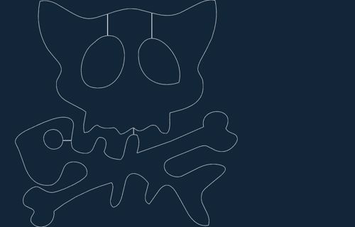 طرح جمجمه و استخوان گربه - cat skull and crossbone - برای دستگاه CNC چوب و لیزر (سی ان سی)