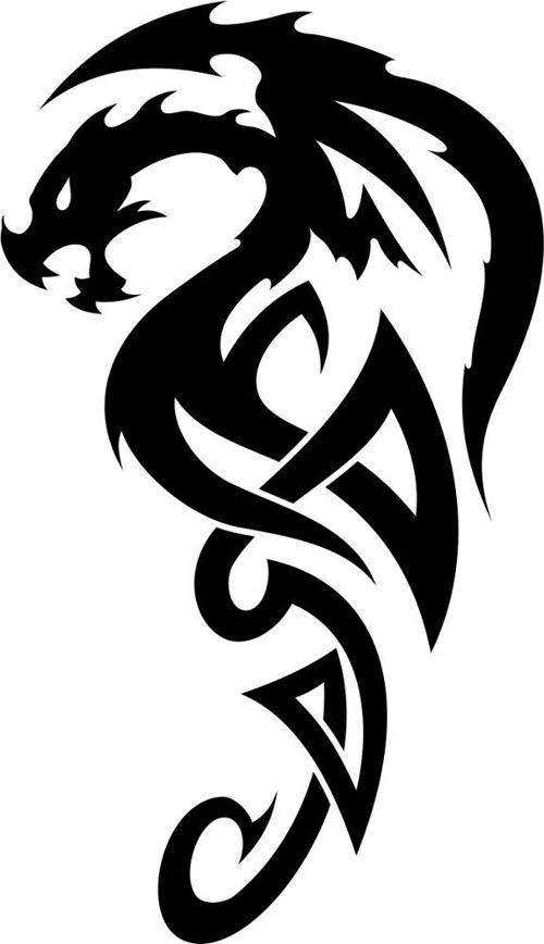 طرح خالکوبی قبیله‌ای اژدهای سلتیک - celtic dragon tribal tattoo design ve - برای دستگاه CNC چوب و لیزر (سی ان سی)
