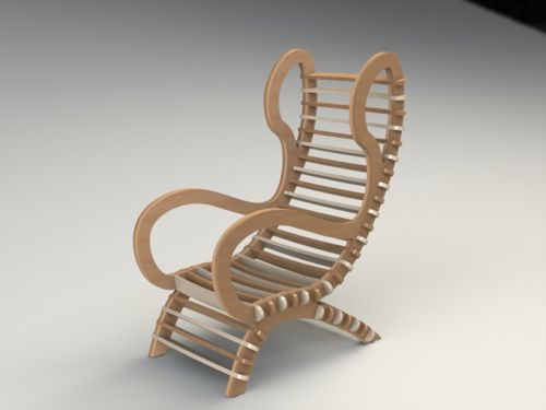 طرح صندلی ثابت تمیز فیلات مونتاژ نصب - chair 3 fixed clean filat assembled - برای دستگاه CNC چوب و لیزر (سی ان سی)