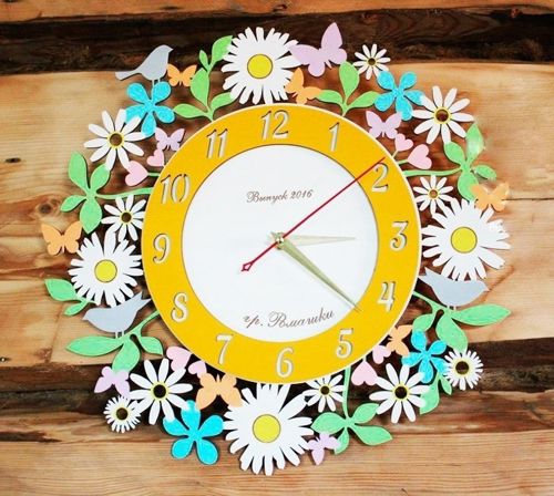 طرح ساعت دیواری گل بابونه مخصوص برش لیزری لیزری - chamomile daisy flower wall clock for laser cutting ve - برای دستگاه CNC چوب و لیزر (سی ان سی)