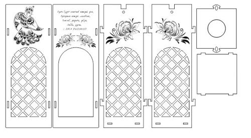 طرح نقاشی جعبه شامپانژ برای برش لیزری پول - champange box drawing for laser cutting ve - برای دستگاه CNC چوب و لیزر (سی ان سی)