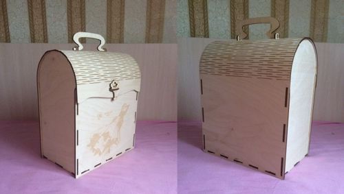 طرح صندوقچه با دسته برای برش لیزری - chest with handle for laser cut ve - برای دستگاه CNC چوب و لیزر (سی ان سی)
