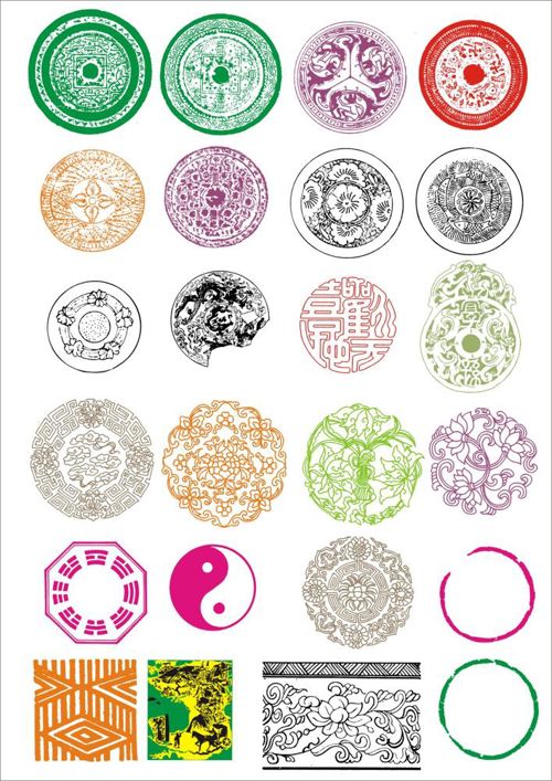 طرح الگوی توتم دایره‌ای چینی تزئینات - chinese circular totem pattern ornament ve - برای دستگاه CNC چوب و لیزر (سی ان سی)