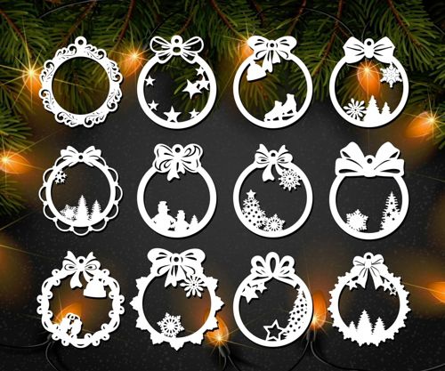 طرح تزئینات توپ کریسمس لیزری - christmas ball decorations laser cut ve - برای دستگاه CNC چوب و لیزر (سی ان سی)