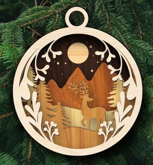 طرح توپ کریسمس چند لایه تزئینی لیزری - christmas ball multi layer ornament laser cut ve - برای دستگاه CNC چوب و لیزر (سی ان سی)
