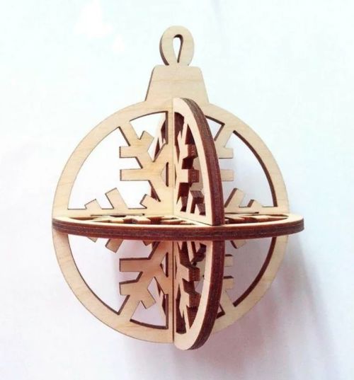 طرح تزئینات توپ کریسمس تزئینات سه بعدی دکور برش لیزری - christmas ball ornament 3d decor laser cut ve - برای دستگاه CNC چوب و لیزر (سی ان سی)