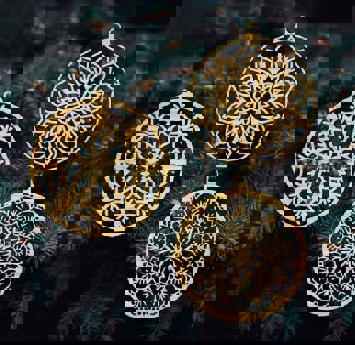 طرح تزئینات توپ کریسمس دکور برش لیزری - christmas ball ornaments decor laser cut ve - برای دستگاه CNC چوب و لیزر (سی ان سی)