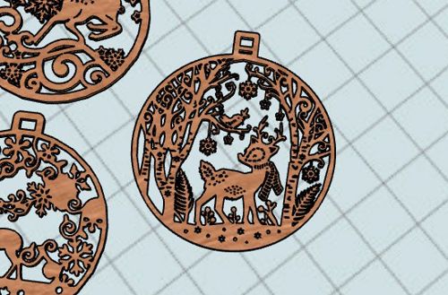 طرح تزیین گوزن کریسمس برای درخت کریسمس چوبی کاردستی شکل برش لیزر - christmas deer ornament for xmas tree wooden craft shape laser cut ve - برای دستگاه CNC چوب و لیزر (سی ان سی)