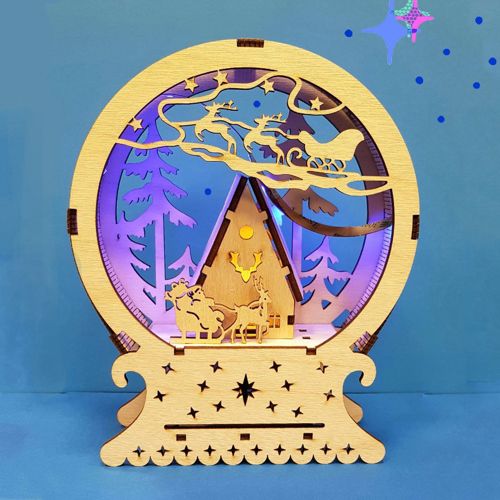 طرح هدیه کریسمس چراغ شب سال نو برش لیزری - christmas gift new year night lamp laser cut ve - برای دستگاه CNC چوب و لیزر (سی ان سی)