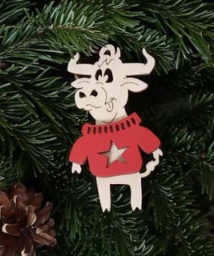طرح تزئینات کریسمس سال نو گاو نر برش لیزری - christmas ornament new year 2025 bull laser cut ve - برای دستگاه CNC چوب و لیزر (سی ان سی)