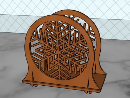 طرح تزیینات کریسمس دانه برف چوبی جا دستمال کاغذی برش لیزری - christmas ornament snowflake wood napkin holder laser cut - برای دستگاه CNC چوب و لیزر (سی ان سی)