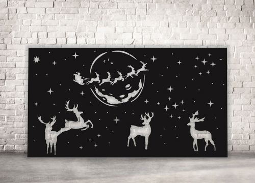 طرح تابلو کریسمس گوزن بابا کلاوس گوزن پرواز برش لیزری - christmas panel reindeer santa claus flying deer laser cut ve - برای دستگاه CNC چوب و لیزر (سی ان سی)