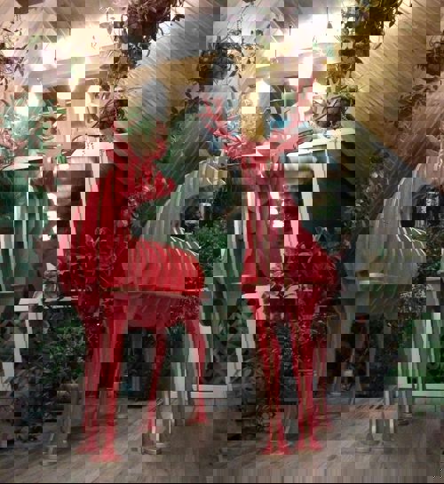 طرح مجسمه گوزن کریسمس بزرگ مجسمه گوزن قفسه برش لیزری - christmas reindeer figurines large deer statues shelf laser cut ve - برای دستگاه CNC چوب و لیزر (سی ان سی)