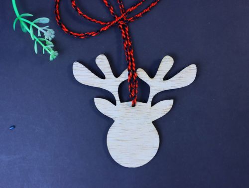 طرح تزئینات سر گوزن شمالی کریسمس خالی ناتمام چوب برش لیزری - christmas reindeer head ornament blank unfinished wood laser cut - برای دستگاه CNC چوب و لیزر (سی ان سی)