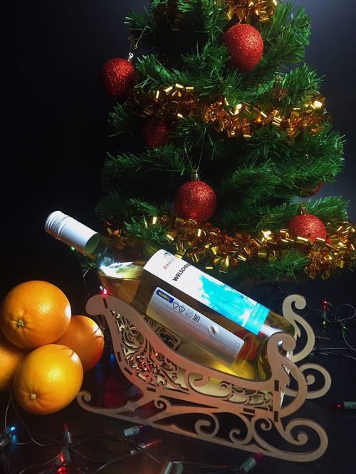 طرح نگهدارنده سورتمه کریسمس لیزری - christmas sleigh wine holder laser cut ve - برای دستگاه CNC چوب و لیزر (سی ان سی)
