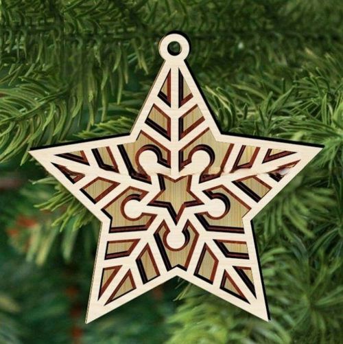 طرح عروسک ستاره کریسمسی برش لیزری - christmas star bauble laser cut ve - برای دستگاه CNC چوب و لیزر (سی ان سی)