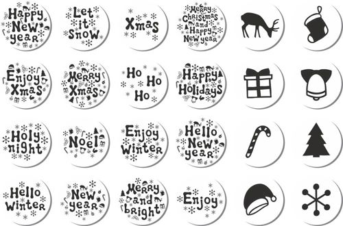 طرح مجموعه برچسب‌های کریسمس لیزری - christmas stickers set laser cut ve - برای دستگاه CNC چوب و لیزر (سی ان سی)