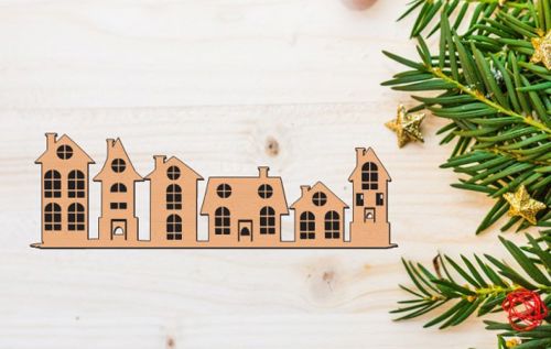 طرح قالب چوبی شهر کریسمس برش لیزری - christmas town wooden template laser cut ve - برای دستگاه CNC چوب و لیزر (سی ان سی)
