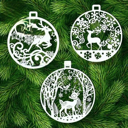 طرح تزیین درخت کریسمس با گوزن لیزری - christmas tree deer decor laser cut ve - برای دستگاه CNC چوب و لیزر (سی ان سی)