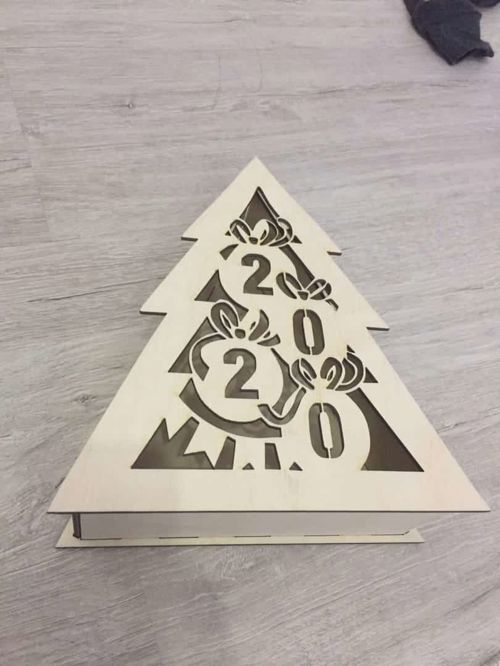 طرح جعبه هدیه درخت کریسمس برای شب سال نو برش لیزری - christmas tree gift box for new year eve laser cut ve - برای دستگاه CNC چوب و لیزر (سی ان سی)