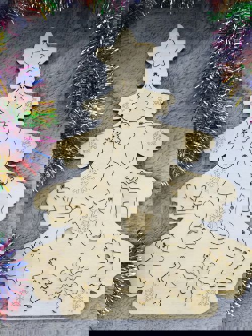 طرح پازل درخت کریسمس برش لیزری - christmas tree puzzle laser cut ve - برای دستگاه CNC چوب و لیزر (سی ان سی)