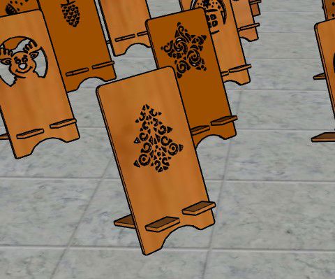 طرح پایه گوشی چوبی درخت کریسمس لیزر - christmas tree wooden phone stand laser cut - برای دستگاه CNC چوب و لیزر (سی ان سی)