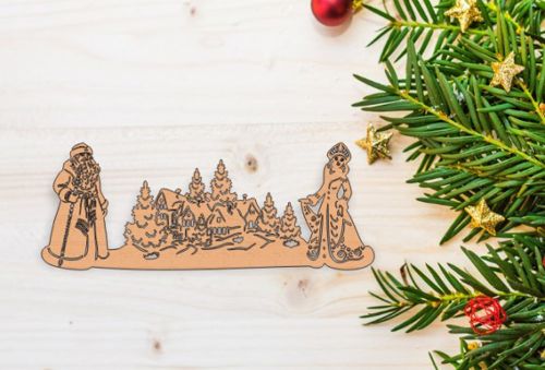 طرح کاردستی چوبی کریسمس، پدر یخ‌زده و برفی، پرنسس، برش لیزری، - christmas wood craft father frost and snow princess laser cut ve - برای دستگاه CNC چوب و لیزر (سی ان سی)